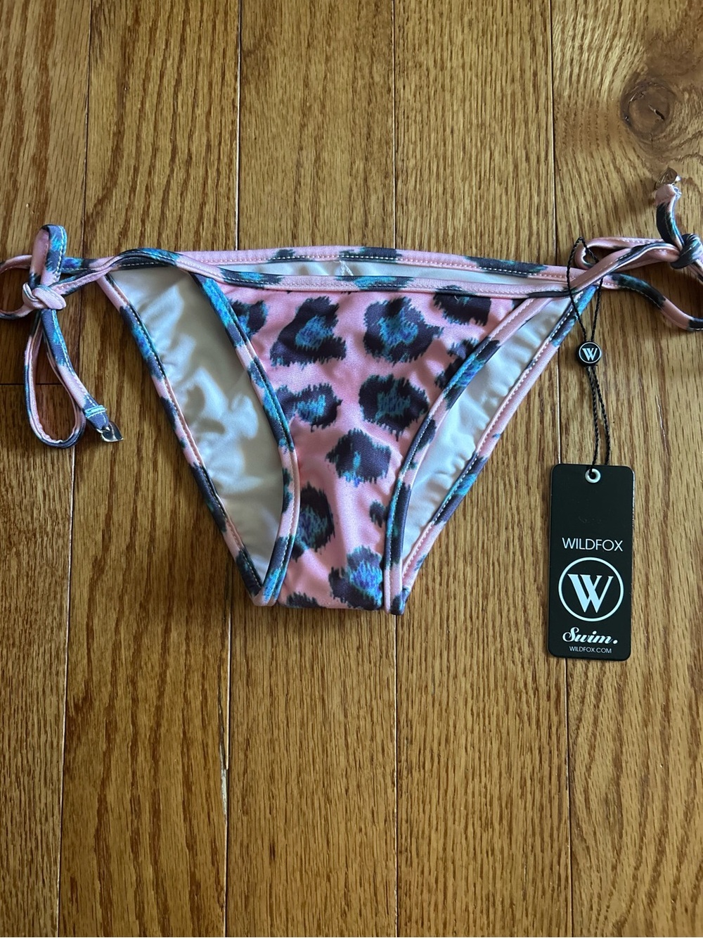 Wildfox Pink & Blue Leopard / Cheetah Print Tie-Side Bikini Bottom